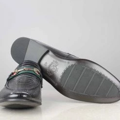 ATESBER By Inc5 MEN REPTILIAN EMBOSS SLIPPON - BLACK