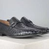 ATESBER By Inc5 MEN CROCO EMBOSS SLIPPON - BLACK