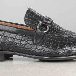 ATESBER By Inc5 MEN CROCO EMBOSS SLIPPON - BLACK