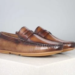 ATESBER By Inc5 MEN PLEATED BRUSH OFF MOCCASIN - APRICOT