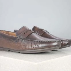 ATESBER By Inc5 PLEATED BRUSH OFF MOCCASIN - COFFEE MEN