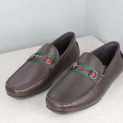 ATESBER By Inc5 PRINTED RIBBON DRIVING SHOES-BROWN