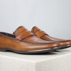 ATESBER By Inc5 MEN PERFORATED FORMAL SLIPON-TAN