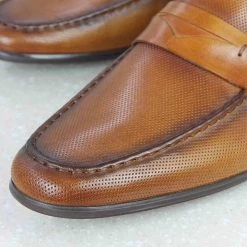 ATESBER By Inc5 MEN PERFORATED FORMAL SLIPON-TAN