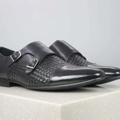 ATESBER By Inc5 SEMI WOVEN DOUBLE MONK-BLACK MEN