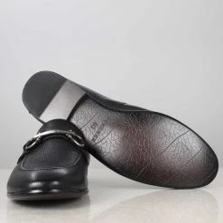 ATESBER By Inc5 ANTIQUE TRIM LEATHER SLIP-ON SHOES-BLACK MEN