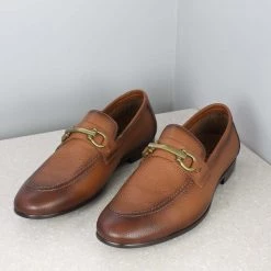 ATESBER By Inc5 MEN ANTIQUE TRIM LEATHER SLIPPON SHOES-TAN