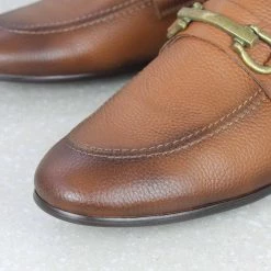 ATESBER By Inc5 MEN ANTIQUE TRIM LEATHER SLIPPON SHOES-TAN