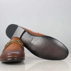 ATESBER By Inc5 MEN ANTIQUE TRIM LEATHER SLIPPON SHOES-TAN