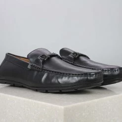 ATESBER By Inc5 MEN TRIM TPR LEATHER DRIVING SHOES-BLACK