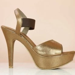 Inc.5 SALE CONE HIGH HEEL SANDAL-ANTIQUE GOLD