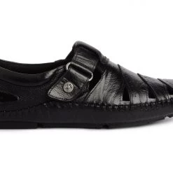 Buckaroo Men's Black Leather Strollers Sandal