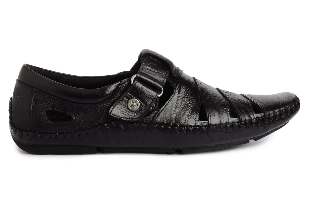 Buckaroo Men's Black Leather Strollers Sandal 4 Buckaroo Men's Black Leather Strollers Sandal