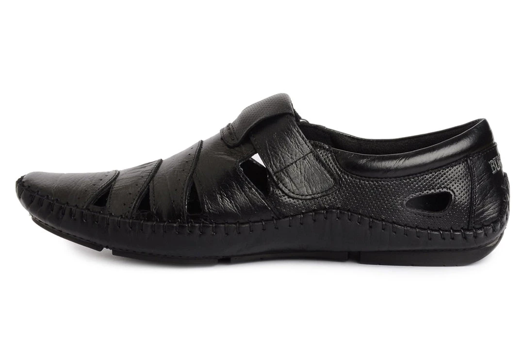 Buckaroo Men's Black Leather Strollers Sandal 5 Buckaroo Men's Black Leather Strollers Sandal