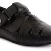 Buckaroo Men's Black Leather Strollers Sandal