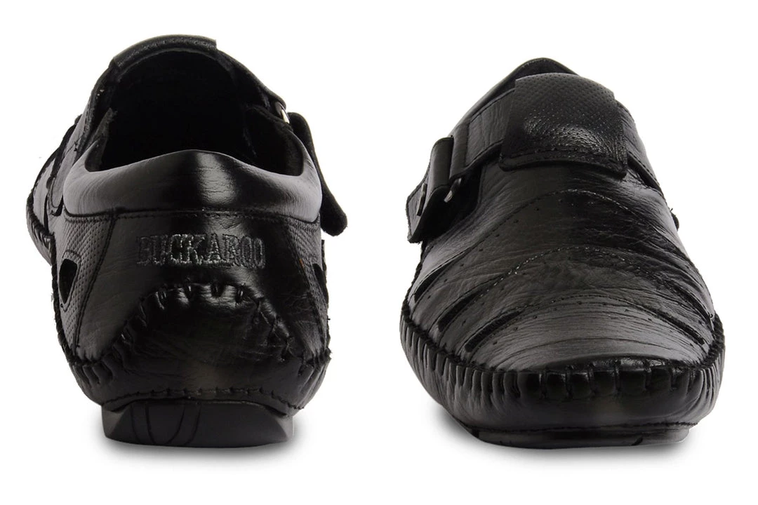 Buckaroo Men's Black Leather Strollers Sandal 7 Buckaroo Men's Black Leather Strollers Sandal