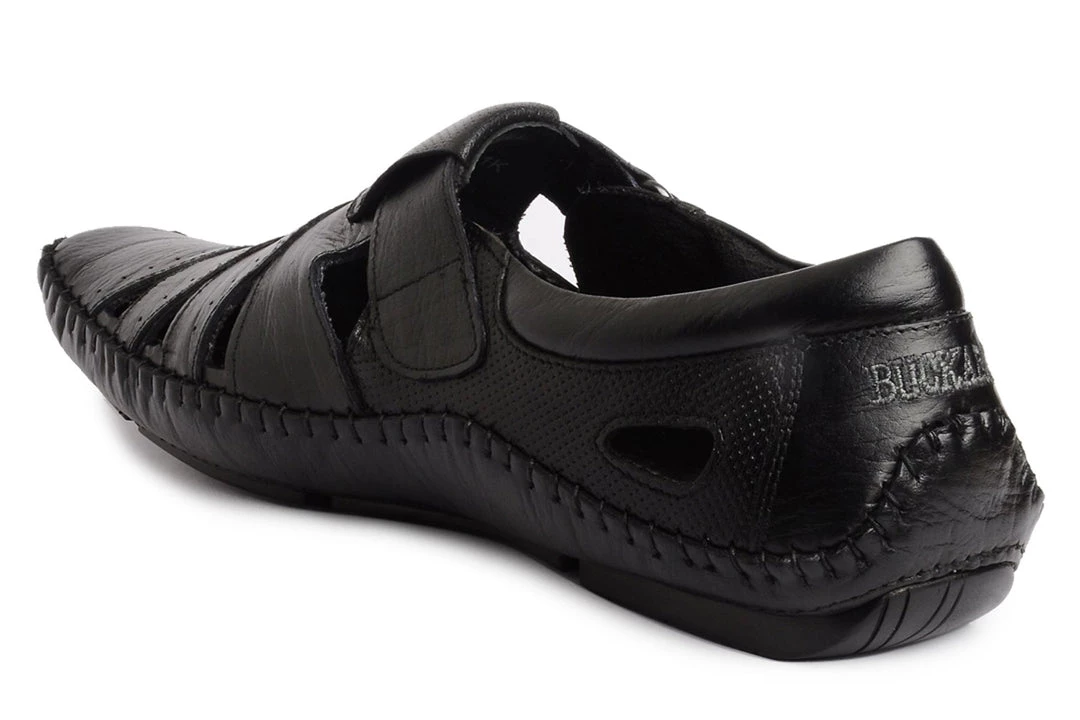 Buckaroo Men's Black Leather Strollers Sandal 6 Buckaroo Men's Black Leather Strollers Sandal