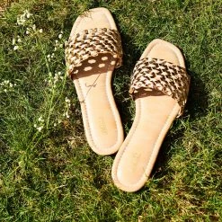 Inc.5 WOVEN FLAT MULE-ROSE GOLD