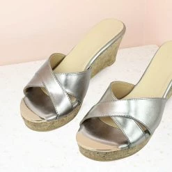 Inc.5 CROSS STRAP PLATFORM-G.METAL SALE