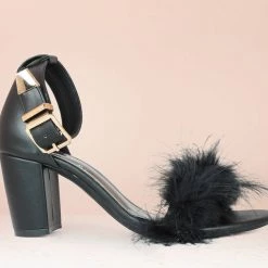 Inc.5 FUR COUNTER HEEL SANDAL-BLACK