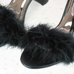 Inc.5 FUR COUNTER HEEL SANDAL-BLACK