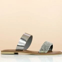 Inc.5 EMBROIDED FLAT MULE-GUN METAL SALE