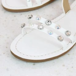 Inc.5 STUDDED FLAT THONG-WHITE SALE
