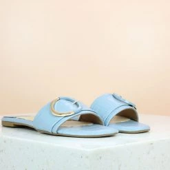 Inc.5 SALE BUCKLE FLAT CASUAL MULE-BLUE
