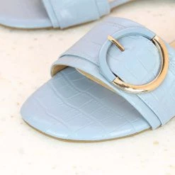 Inc.5 SALE BUCKLE FLAT CASUAL MULE-BLUE