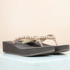 Inc.5 Casual CORK COVERED PLATFORM THONG-PEACH