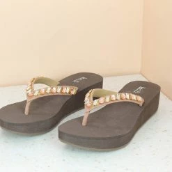 Inc.5 Casual CORK COVERED PLATFORM THONG-PEACH