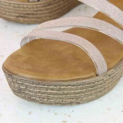 Inc.5 SALE STRAPY PLATFORM MULE-ROSE GOLD