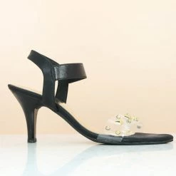 Inc.5 TRANSPARENT STUDDED SANDAL-BLACK