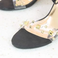 Inc.5 TRANSPARENT STUDDED SANDAL-BLACK