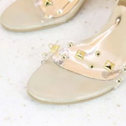 Inc.5 TRANSPARENT STUDDED SANDAL-GOLD