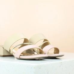 Inc.5 DOUBLE STRAP BLOCK HEEL MULE-BEIGE SALE