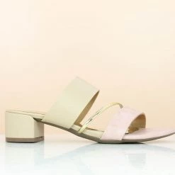 Inc.5 DOUBLE STRAP BLOCK HEEL MULE-BEIGE SALE