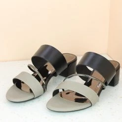 Inc.5 DOUBLE STRAP BLOCK HEEL MULE-BLACK Casual