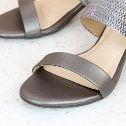 Inc.5 SALE DOUBLE STRAP BLOCK HEEL-G.METAL