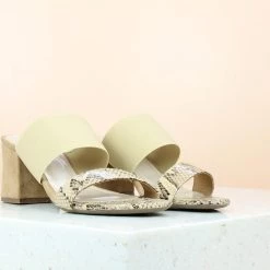 Inc.5 ELASTIC DOUBLE STRAP MULE-BEIGE SALE