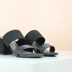 Inc.5 SALE ELASTIC DOUBLE STRAP MULE-BLACK