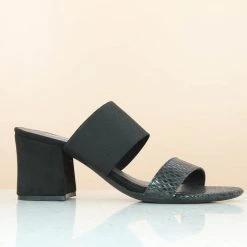 Inc.5 SALE ELASTIC DOUBLE STRAP MULE-BLACK