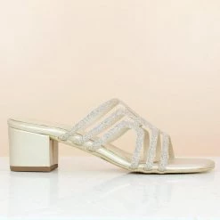 Inc.5 BLOCK HEEL FORMAL MULES-L.GOLD SALE