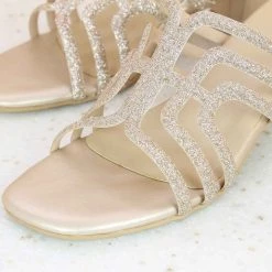 Inc.5 BLOCK HEEL FORMAL MULES-L.GOLD SALE