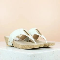 Inc.5 SALE VEDGE HEEL CASUAL THONG-WHITE
