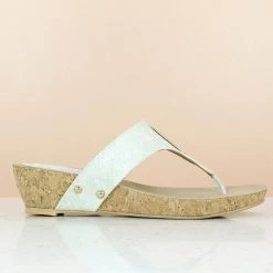 Inc.5 SALE VEDGE HEEL CASUAL THONG-WHITE