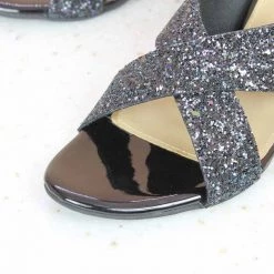 Inc.5 Ethnic GLITTERY CROSS STRAP MULE-BLACK