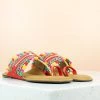 Inc.5 MULTI COLOURED FLAT KOLHAPURI-RED