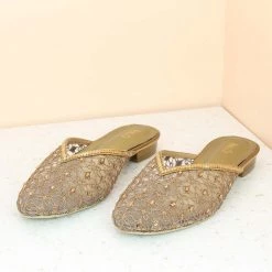 Inc.5 DIAMOND ETHNIC MULE-ANTIQUE GOLD WOMEN