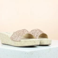Inc.5 Ethnic GLITTERY PLATFORM MULE-ROSE GOLD